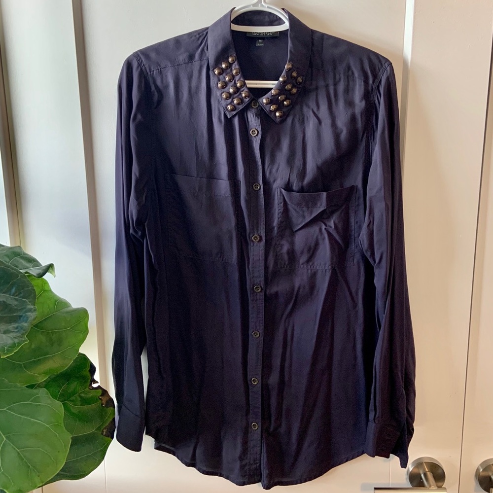 Top shop button down shirt with stud collar